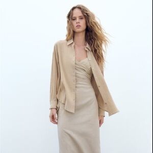 Zara limited edition oversized rustic linen shirt
